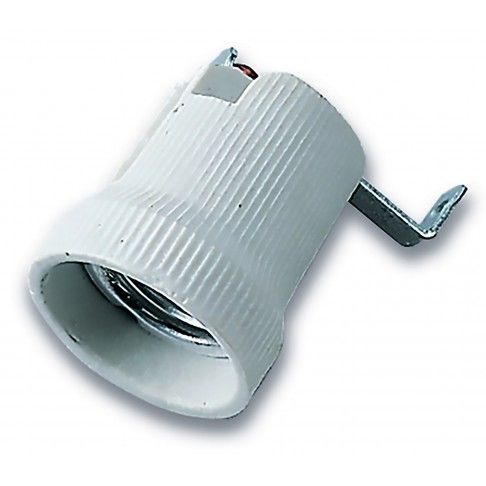 Casquilho Porcelana + Gancho Suporte E27 Casquilho Porcelana + Gancho Suporte E27
