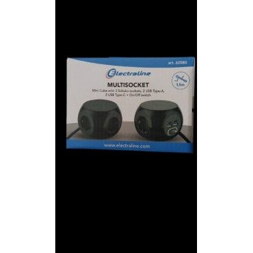 Mini Cube 3 Tomadas + 2 USB 1,5m Preto Mini Cube 3 Tomadas + 2 USB 1,5m Preto