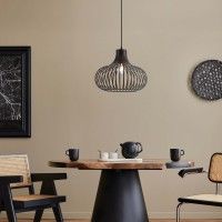 Suspens�o Oval E27 40W Preto Mate