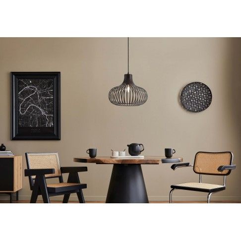 Suspenso Oval E27 40W Preto Mate