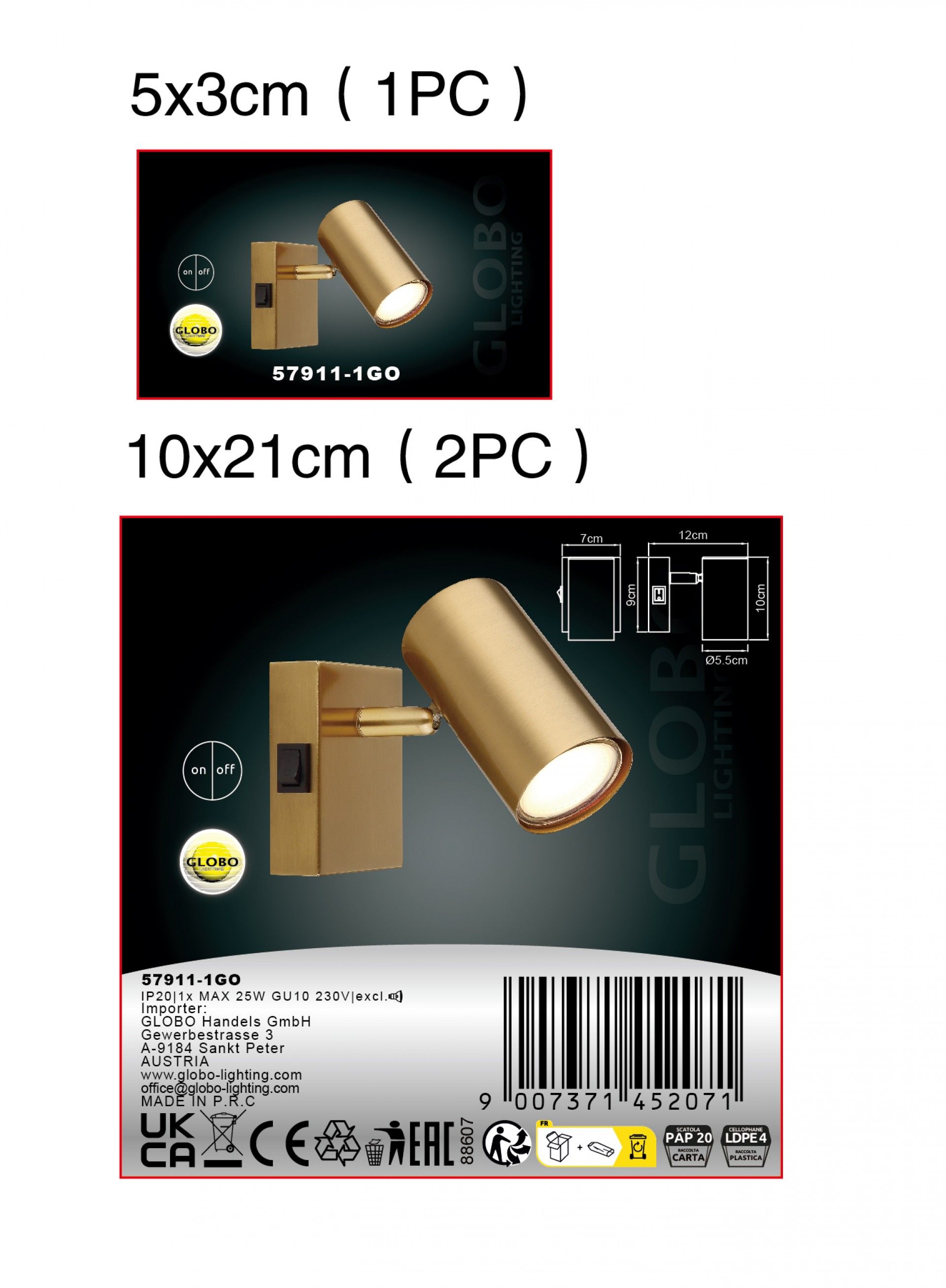 Spot 1GU10 25W Metal Dourado