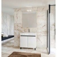 Conjunto Eco com Móvel, Espelho e Lavatório 80 cm - Branco Conjunto Eco com Móvel, Espelho e Lavatório 80 cm - Branco