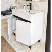 Conjunto Eco com Móvel, Espelho e Lavatório 80 cm - Branco Conjunto Eco com Móvel, Espelho e Lavatório 80 cm - Branco