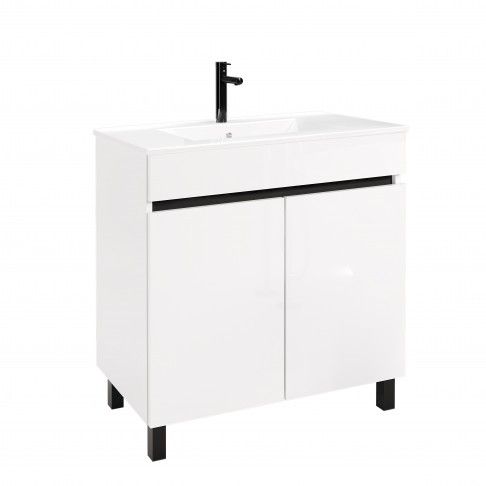 Conjunto Eco com Móvel, Espelho e Lavatório 80 cm - Branco Conjunto Eco com Móvel, Espelho e Lavatório 80 cm - Branco