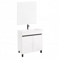 Conjunto Eco com Móvel, Espelho e Lavatório 80 cm - Branco Conjunto Eco com Móvel, Espelho e Lavatório 80 cm - Branco