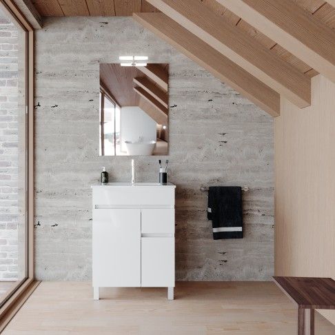 Conjunto Elba com Móvel e Lavatório 81×60×45 cm - Branco Conjunto Elba com Móvel e Lavatório 81×60×45 cm - Branco