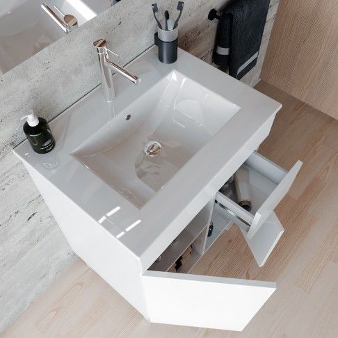 Conjunto Elba com Móvel e Lavatório 81×60×45 cm - Branco Conjunto Elba com Móvel e Lavatório 81×60×45 cm - Branco