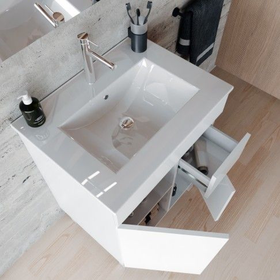 Conjunto Elba (Móvel+Lavatório) 81x60x45cm, Branco Conjunto Elba (Móvel+Lavatório) 81x60x45cm, Branco