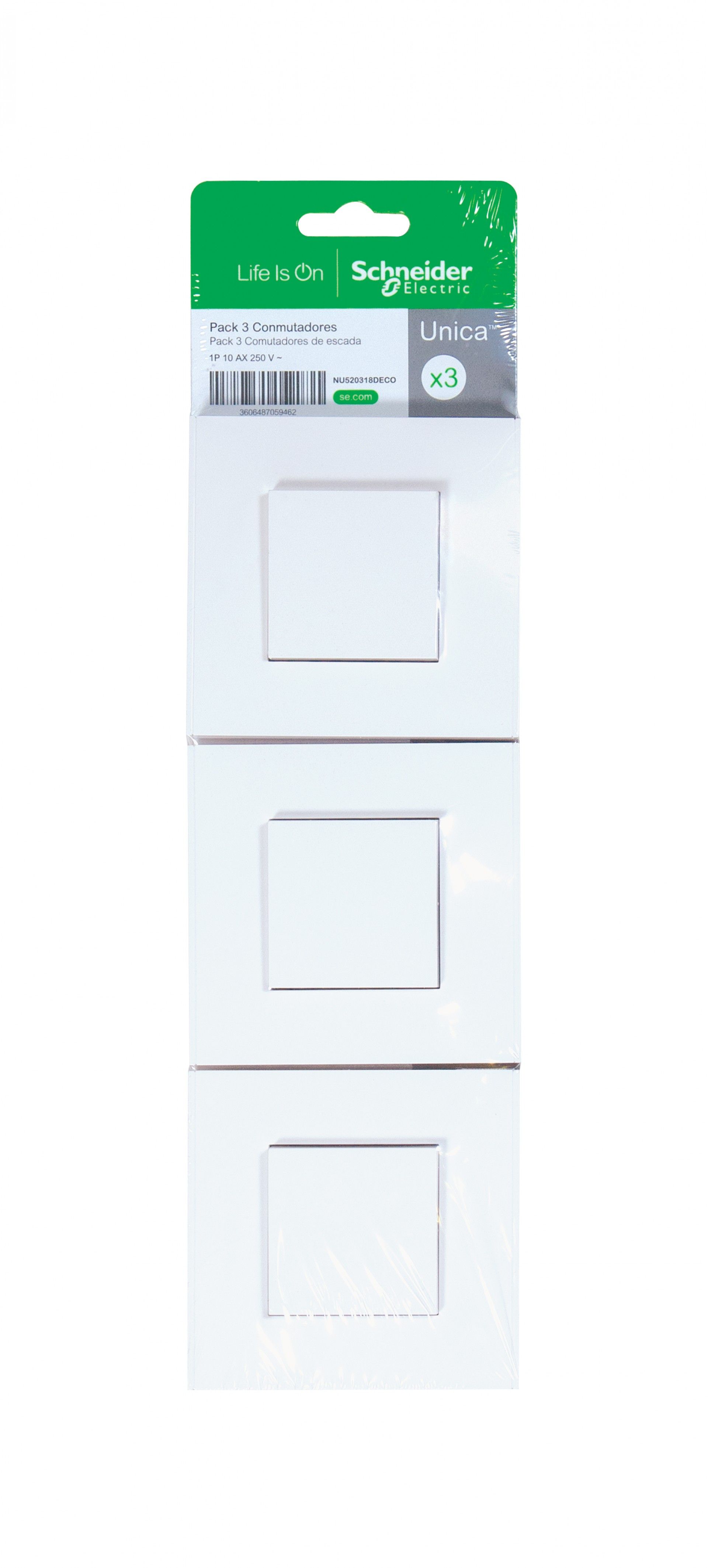 Pack 3 Interruptores Unica Deco Branco