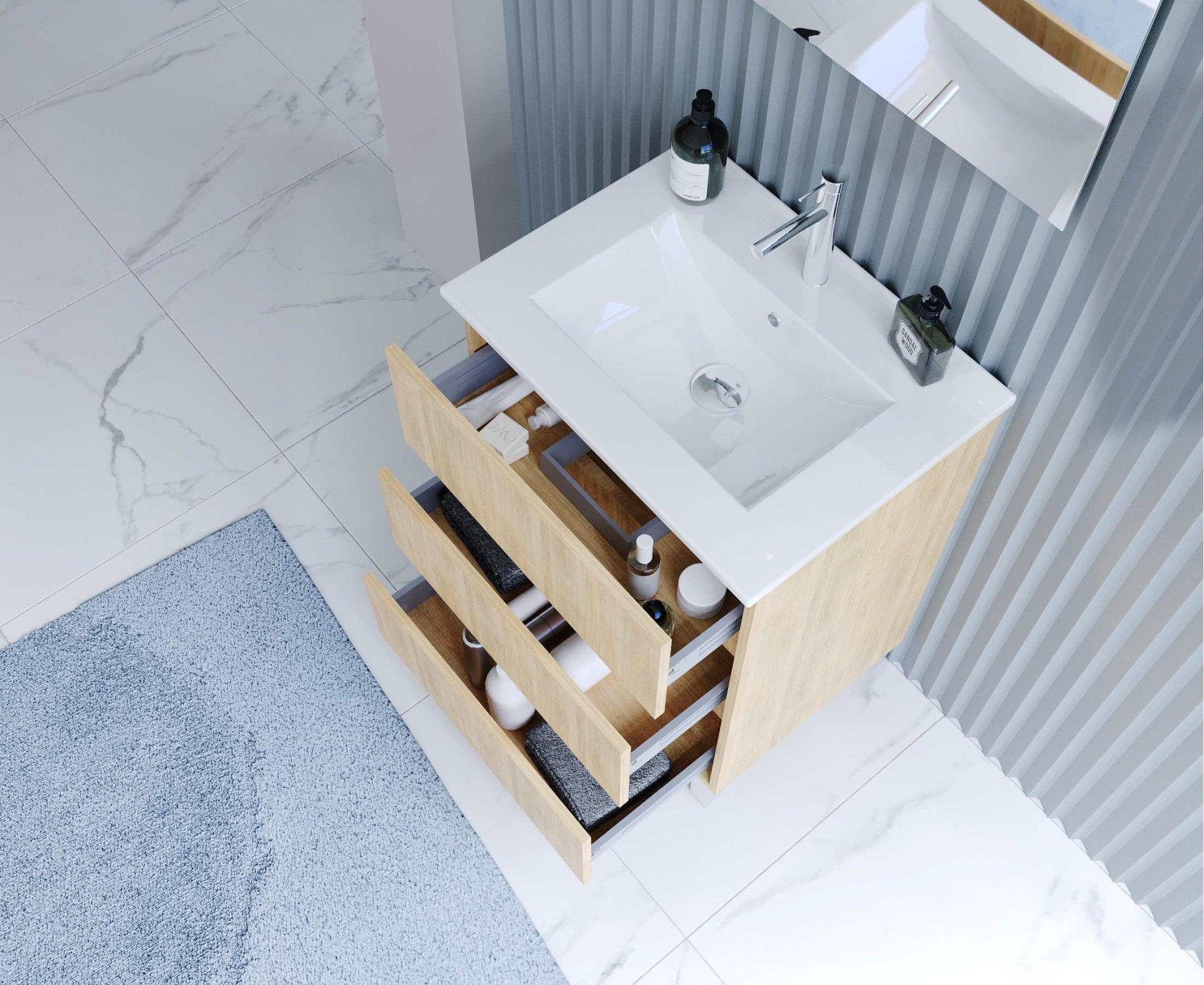 Conjunto ATOS Móvel + Lavatório 80x60x45cm Carvalho Hera