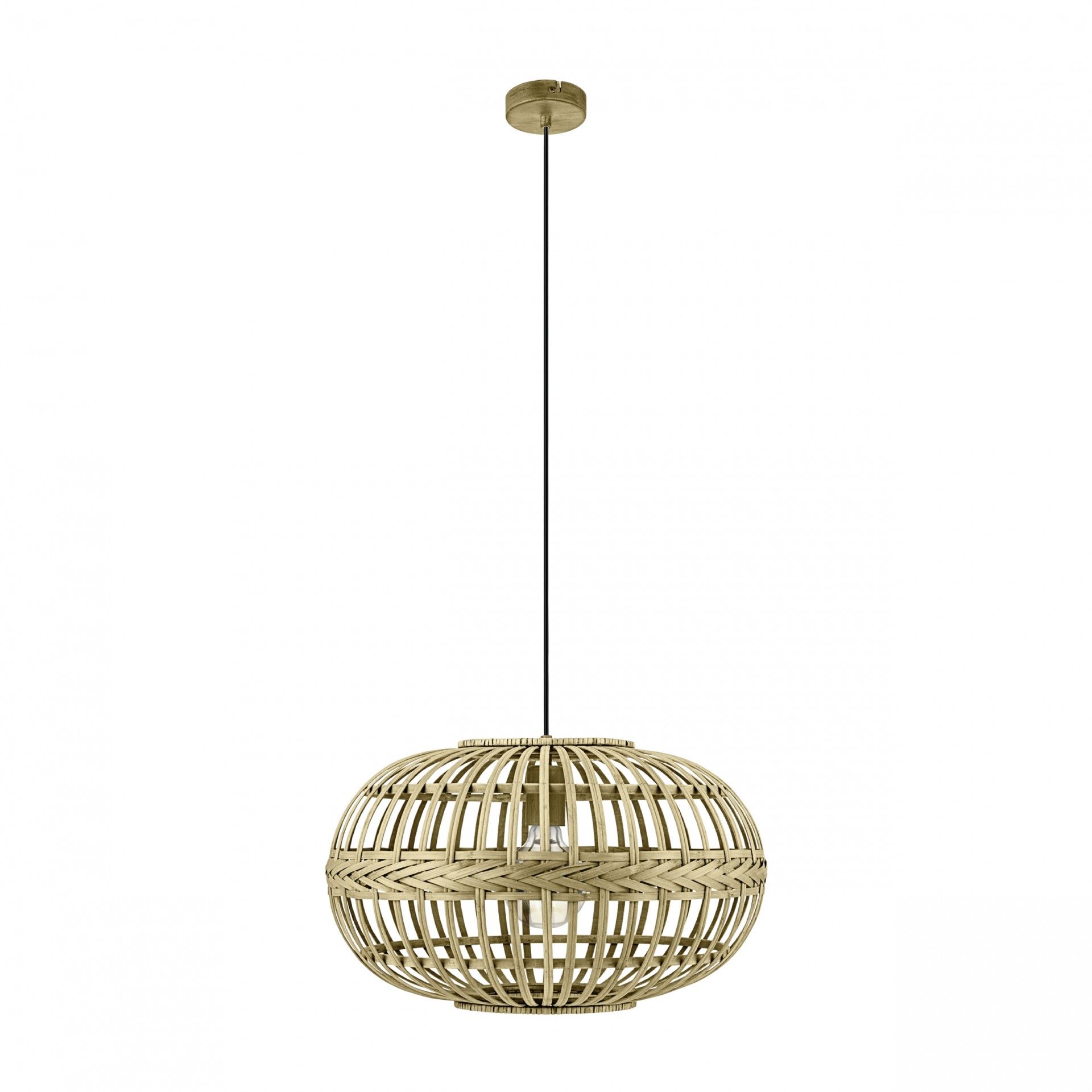 Candeeiro Suspenso Redondo em Bambu E27 38 cm