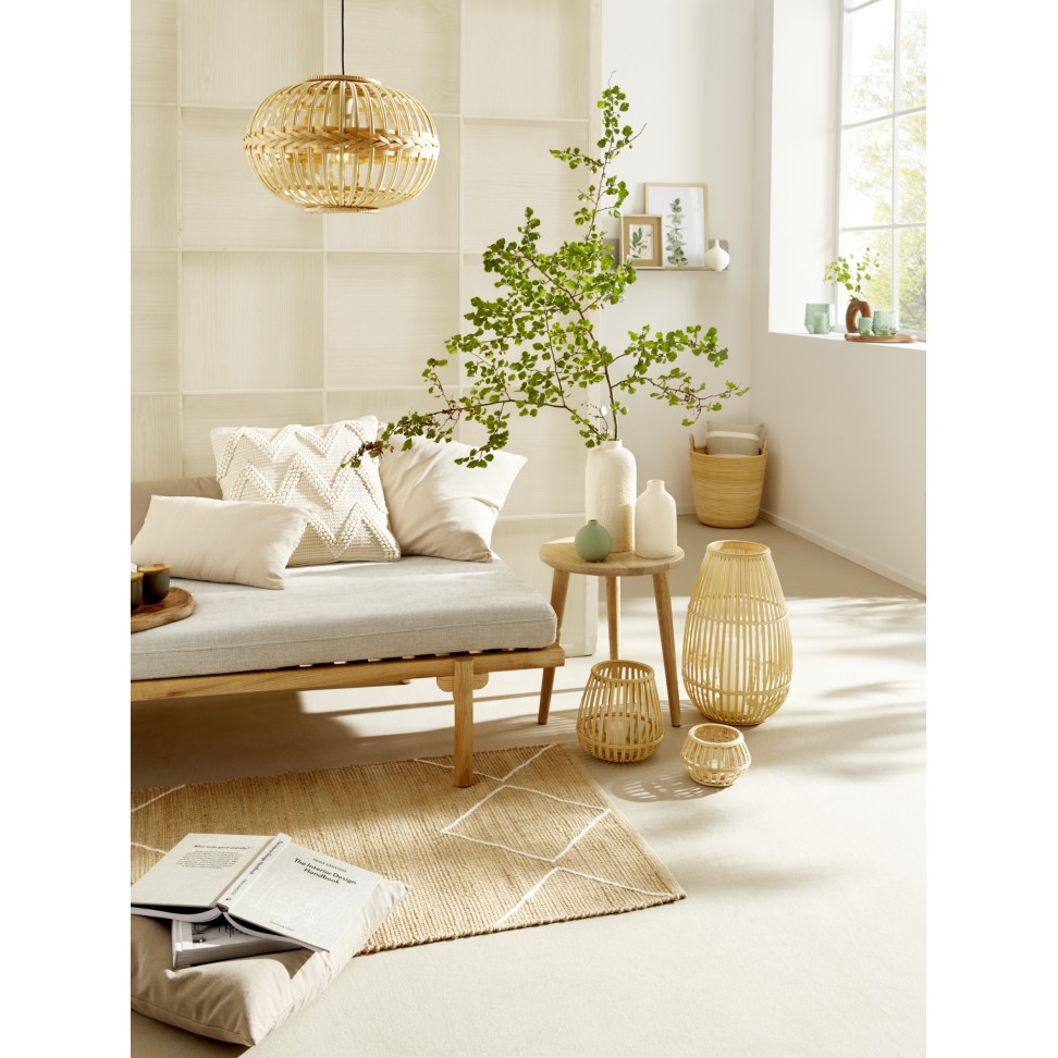 Candeeiro Suspenso Redondo em Bambu E27 38 cm Candeeiro Suspenso Redondo em Bambu E27 38 cm