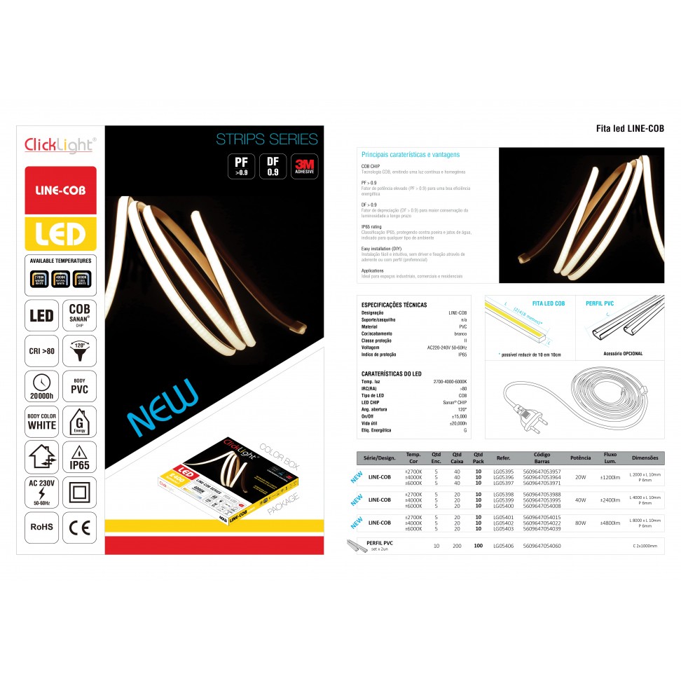Fita LED Line COB 220 V 4000 K; 2 m