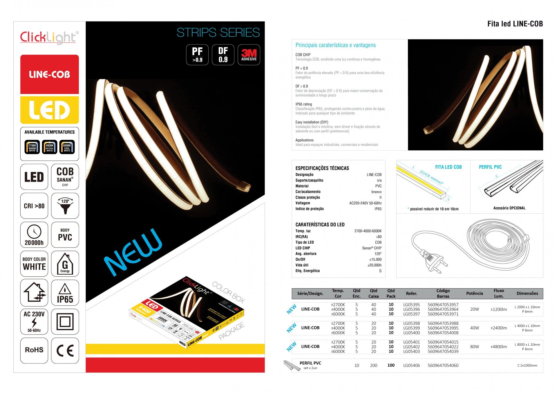 Fita LED Line COB 220 V 4000 K; 4 m