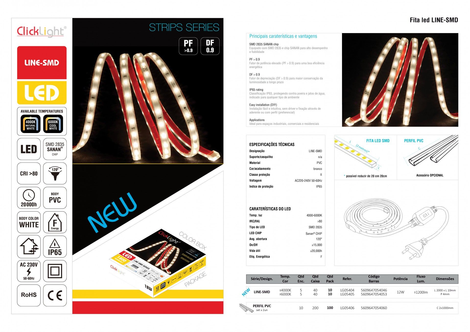 Fita LED Line SMD 220 V 6000 K; 2 m