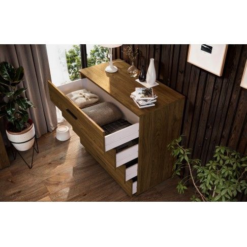 Cómoda Elite 4 Gavetas 92.7x100x50cm Carvalho Nogal Cómoda Elite 4 Gavetas 92.7x100x50cm Carvalho Nogal