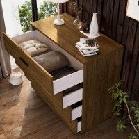 Cómoda Elite 4 Gavetas 92.7x100x50cm Carvalho Nogal Cómoda Elite 4 Gavetas 92.7x100x50cm Carvalho Nogal