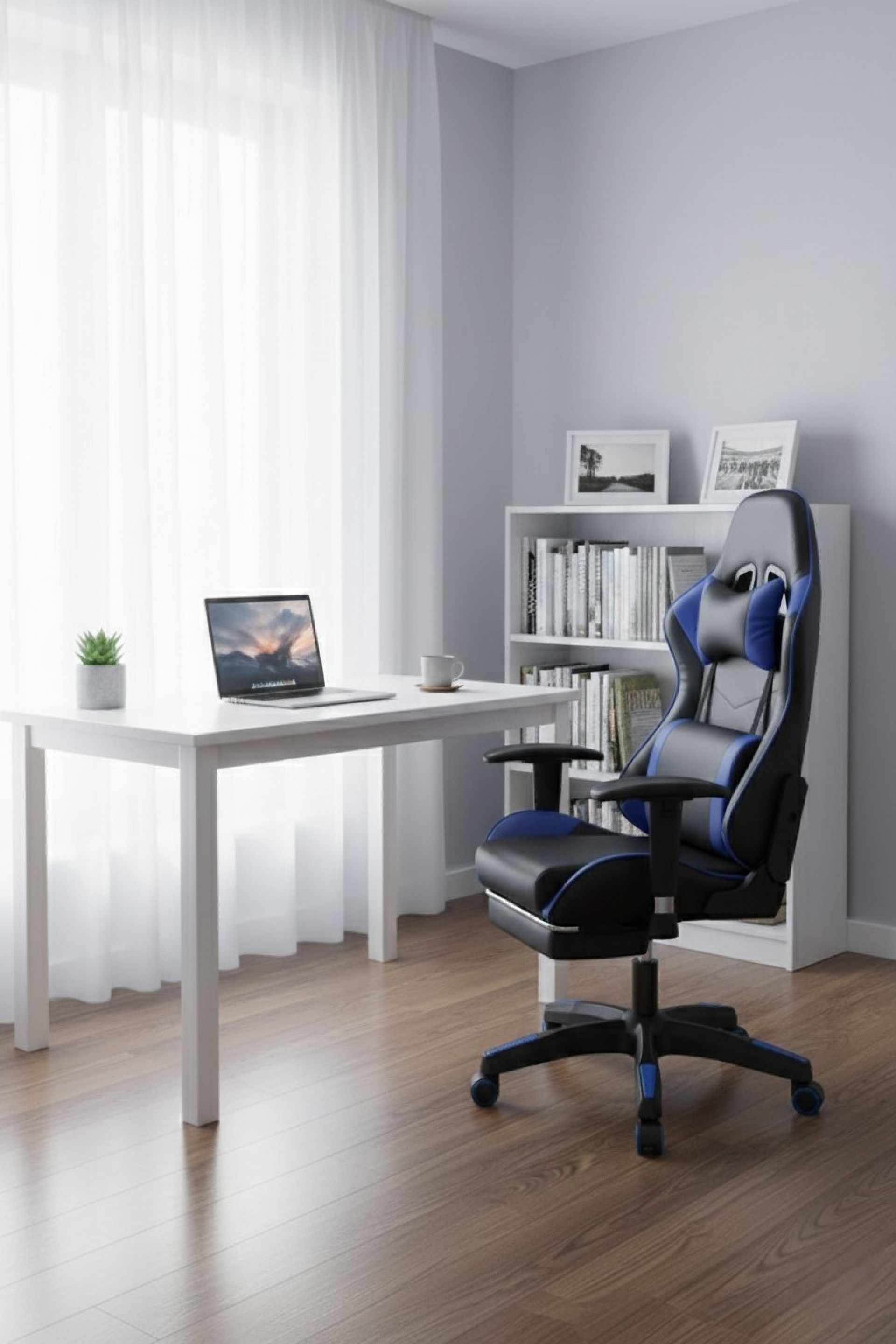 Cadeira Gaming Preta e Azul