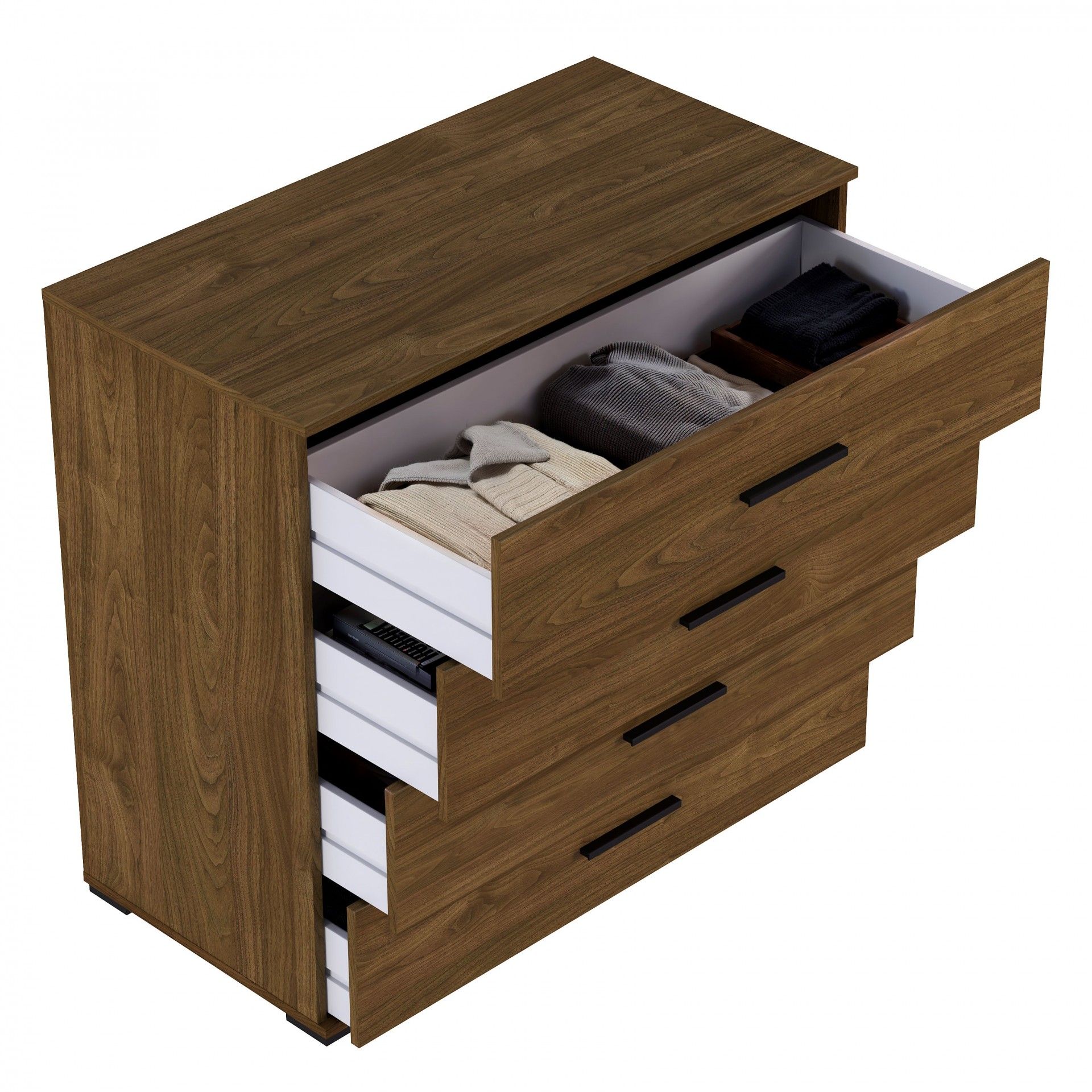 Cómoda Elite 4 Gavetas 92.7x100x50cm Carvalho Nogal