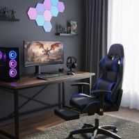 Cadeira Gaming Preta e Azul
