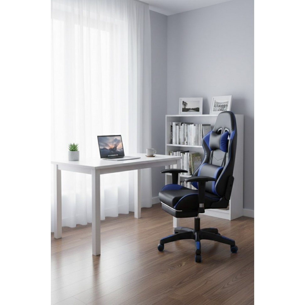 Cadeira Gaming Preta e Azul Cadeira Gaming Preta e Azul
