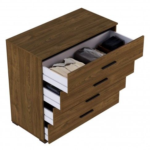 Cómoda Elite 4 Gavetas 92.7x100x50cm Carvalho Nogal Cómoda Elite 4 Gavetas 92.7x100x50cm Carvalho Nogal