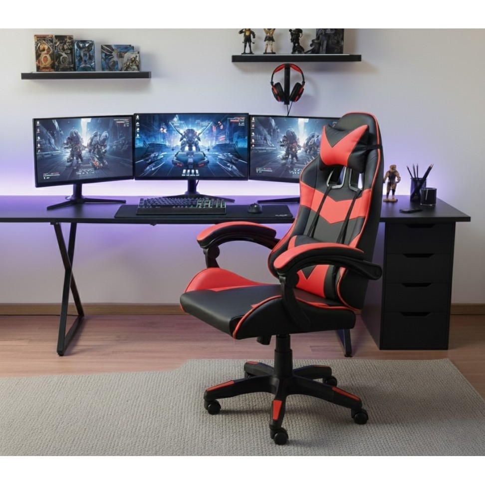 Cadeira Gaming Preta e Vermelha Cadeira Gaming Preta e Vermelha