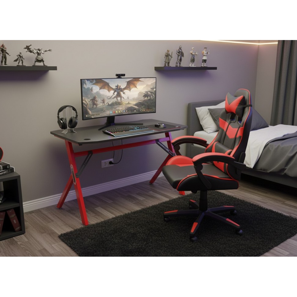 Cadeira Gaming Preta e Vermelha Cadeira Gaming Preta e Vermelha