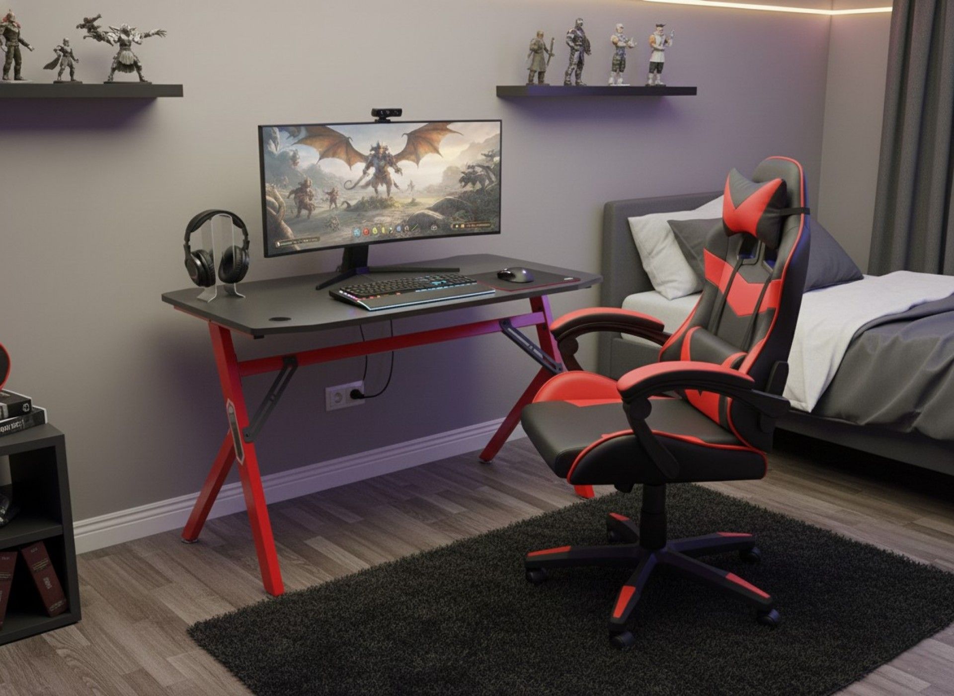 Cadeira Gaming Preta e Vermelha