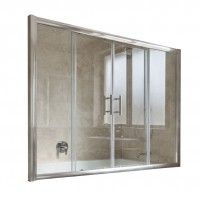 Frontal Banheira Born�u Vidro Transparente 140x160cm, perfil cromado