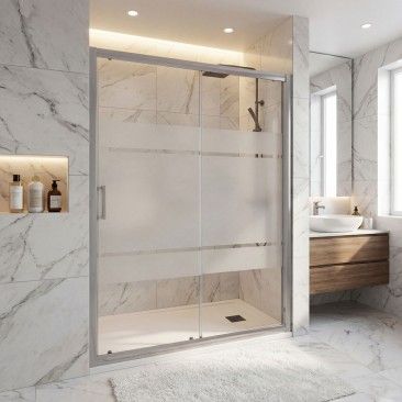 Frontal Duche Born�u Vidro Serigrafado 185x120cm, perfil cromado