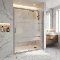 Frontal Duche Bornéu Vidro Serigrafado 185x120cm, perfil cromado Frontal Duche Bornéu Vidro Serigrafado 185x120cm, perfil cromado