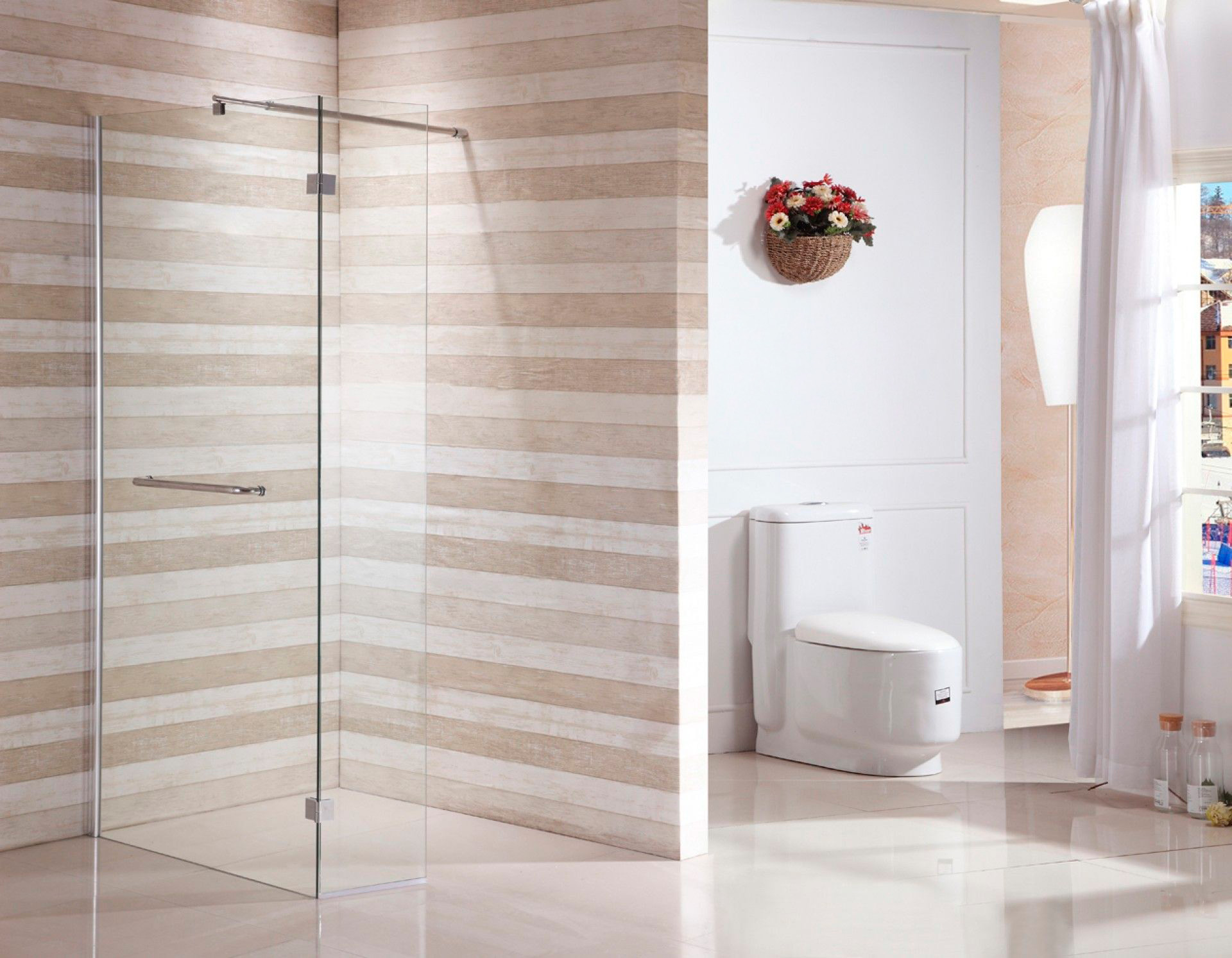 Painel Duche transparente 190x120cm com porta