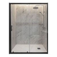 Frontal Duche Bornéu Vidro Transparente 185x160cm, perfil preto Frontal Duche Bornéu Vidro Transparente 185x160cm, perfil preto