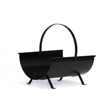 Cesto para lareira em metal 19 L Preto