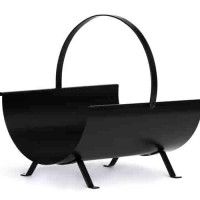 Cesto para lareira em metal 19 L Preto