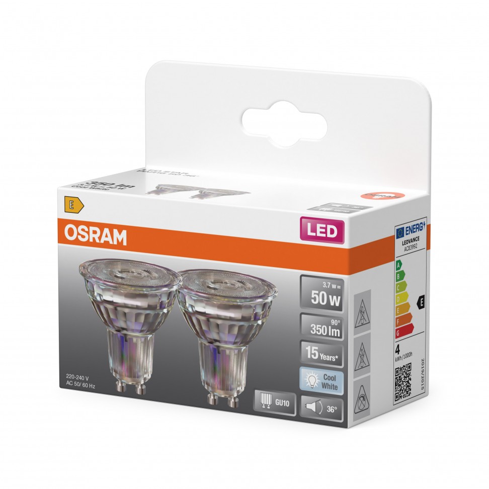 Lâmpada GU10 350 lm 4000K 4,3W - Pack 2 Unidades Lâmpada GU10 350 lm 4000K 4,3W - Pack 2 Unidades