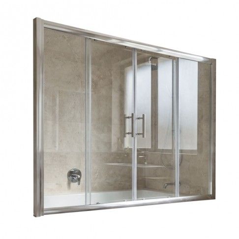 Frontal Banheira Born�u Vidro Transparente 140x170cm, perfil cromado