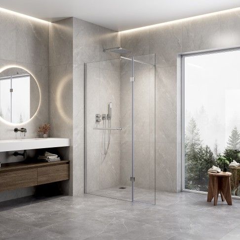 Painel Duche transparente 190x120cm com porta