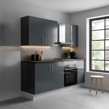 Cozinha Termolaminada Cinzenta 2 Metros Cozinha Termolaminada Cinzenta 2 Metros