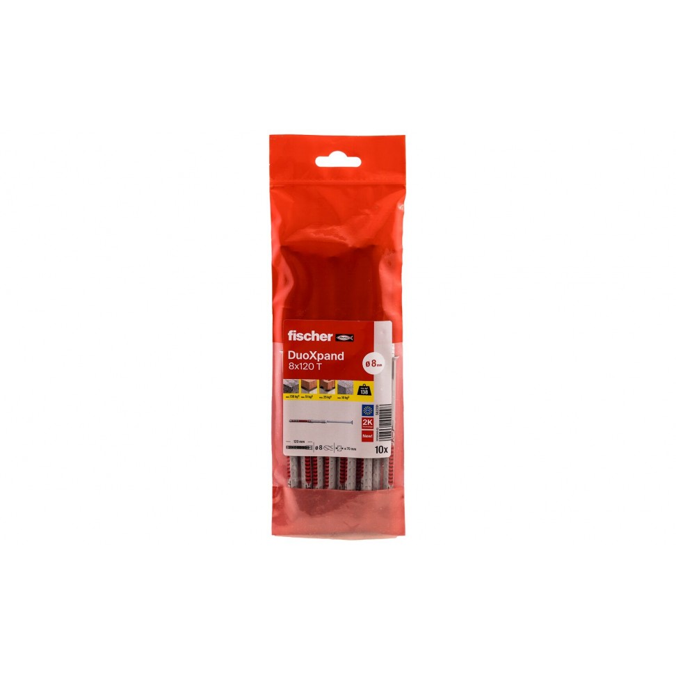 Bucha DuoXpand 8x120 T com Parafuso 10un Bucha DuoXpand 8x120 T com Parafuso 10un