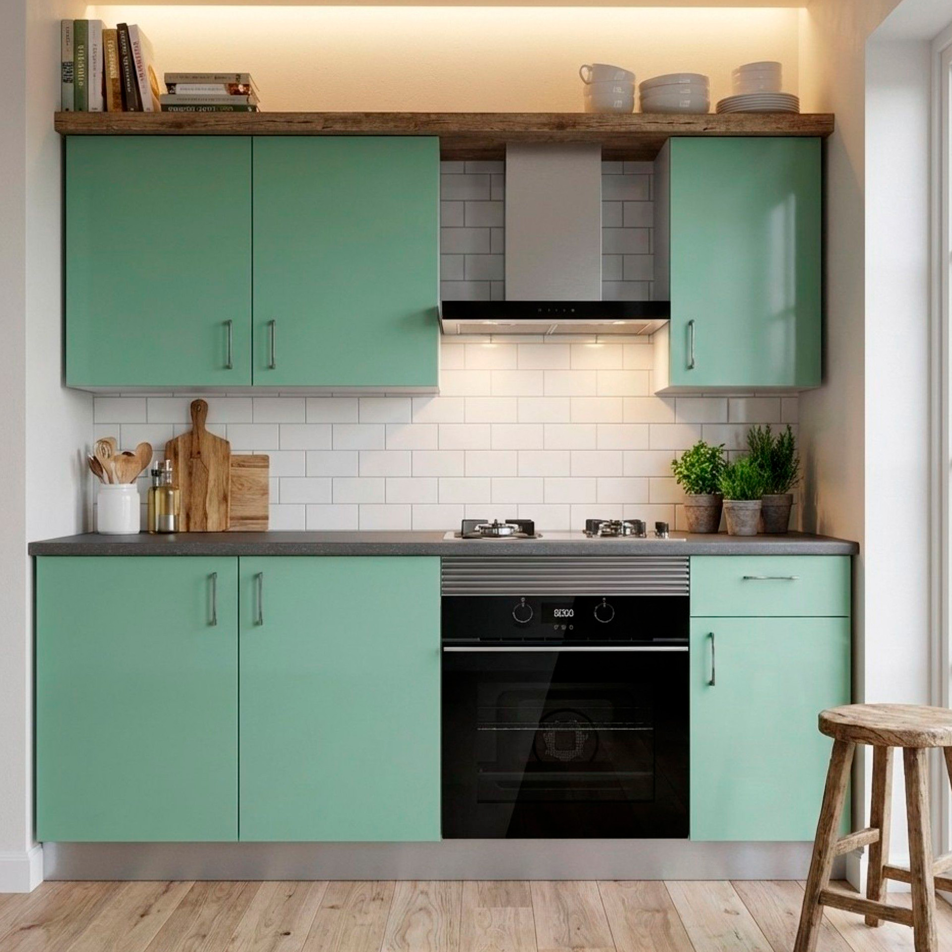 Cozinha Termolaminada Verde Menta 2 Metros