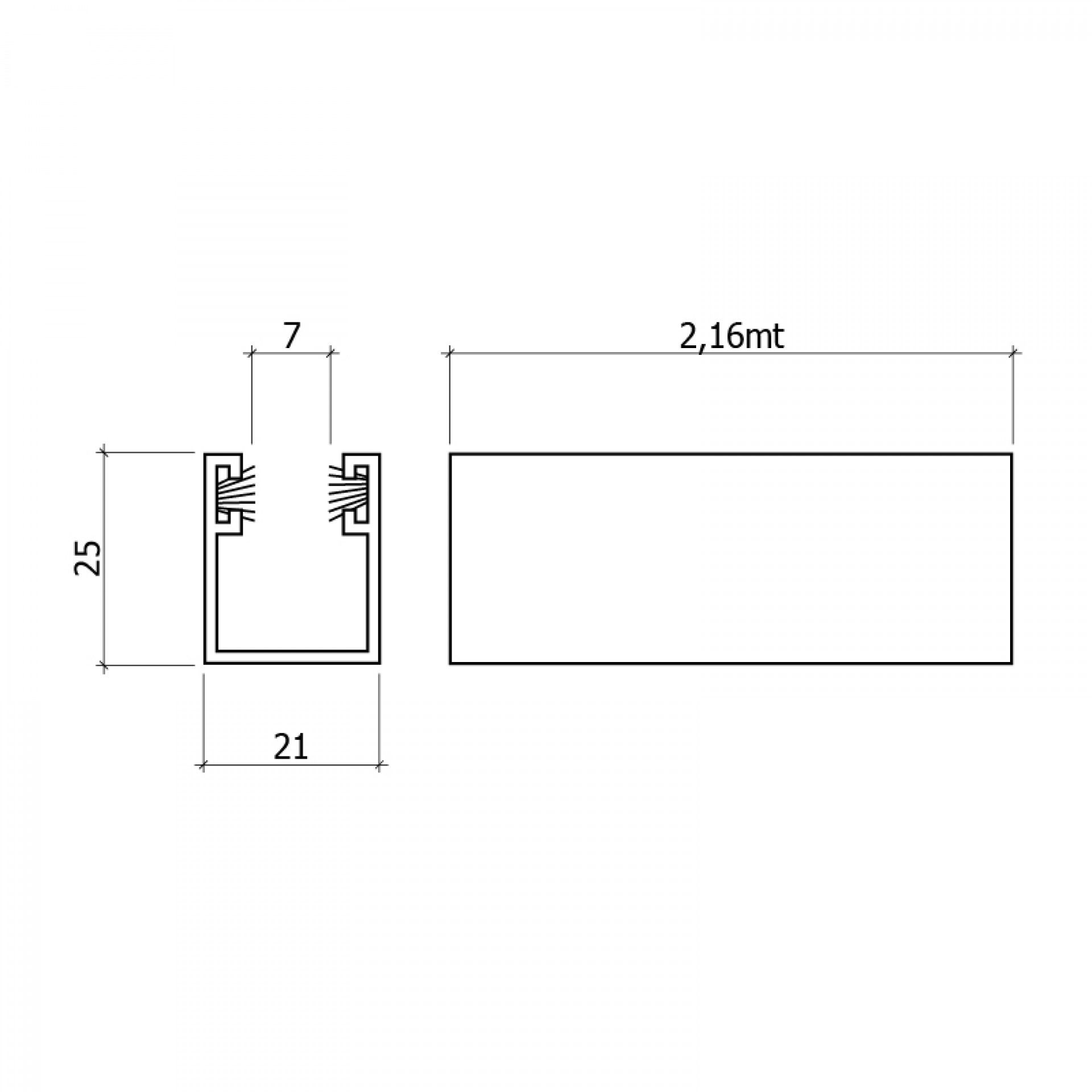 Calha U Aluminio 216cm Branco