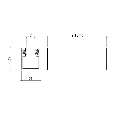 Calha U Aluminio 216cm Branco Calha U Aluminio 216cm Branco