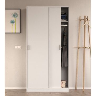 Roupeiro Portas Correr 200x100x50cm Branco Roupeiro Portas Correr 200x100x50cm Branco