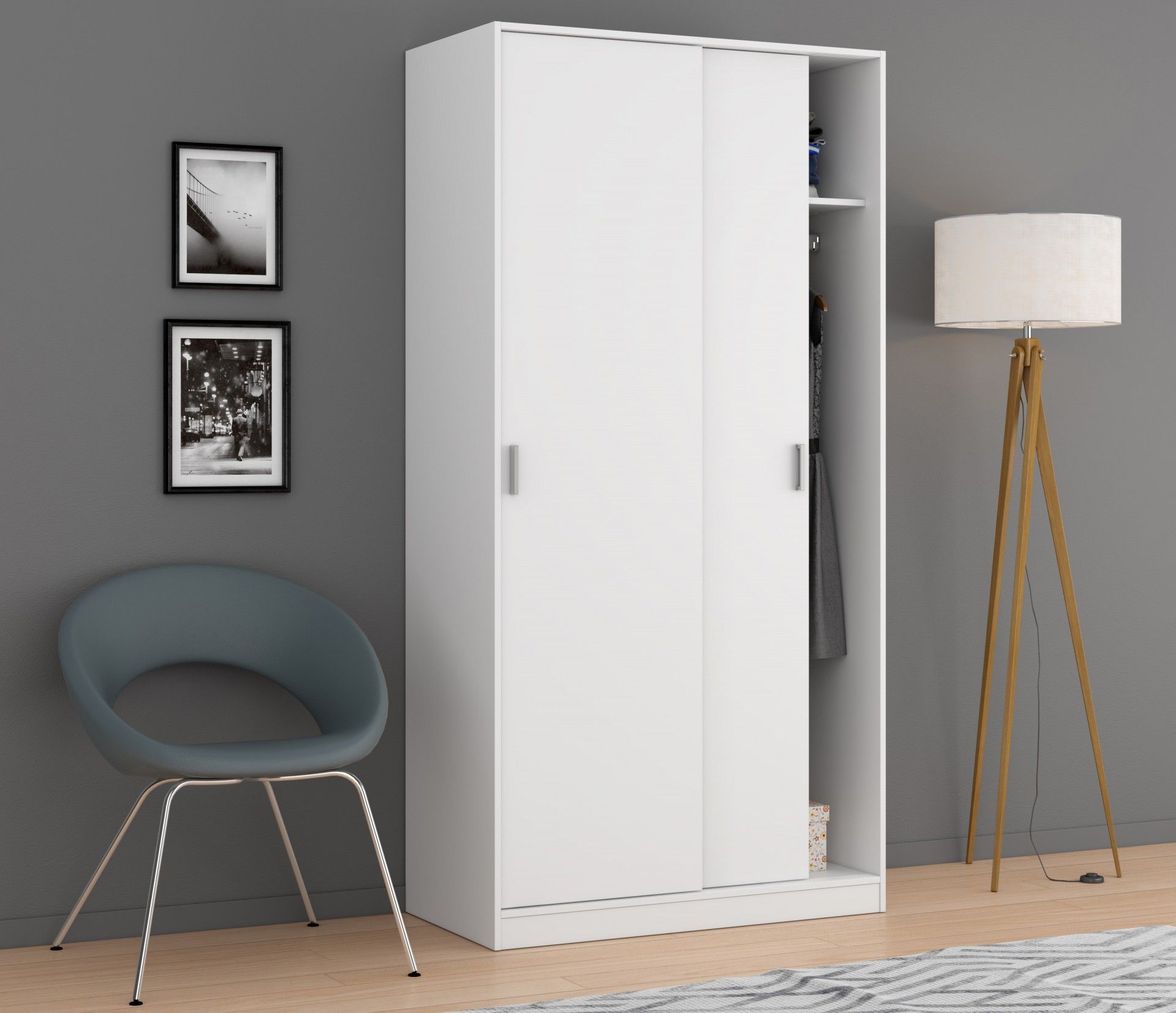 Roupeiro Portas Correr 200x100x50cm Branco
