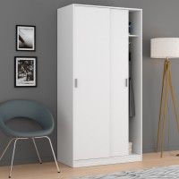 Roupeiro Portas Correr 200x100x50cm Branco Roupeiro Portas Correr 200x100x50cm Branco