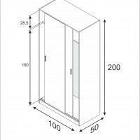 Roupeiro Portas Correr 200x100x50cm Branco Roupeiro Portas Correr 200x100x50cm Branco