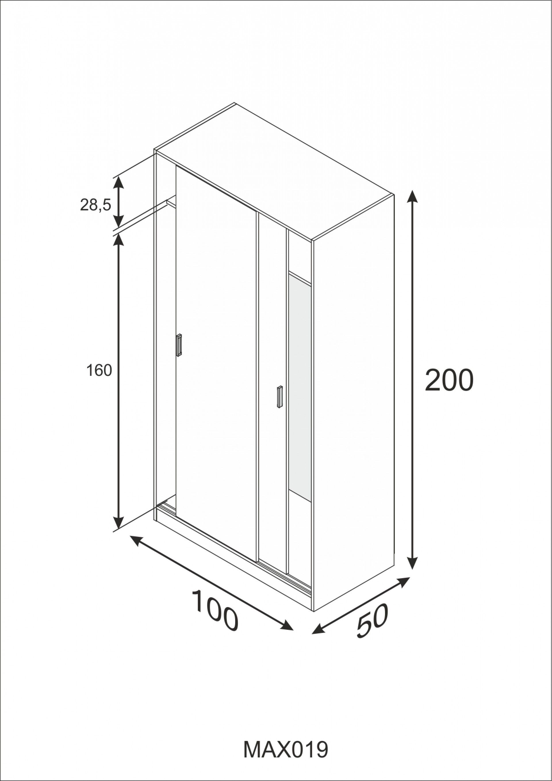 Roupeiro Portas Correr 200x100x50cm Branco
