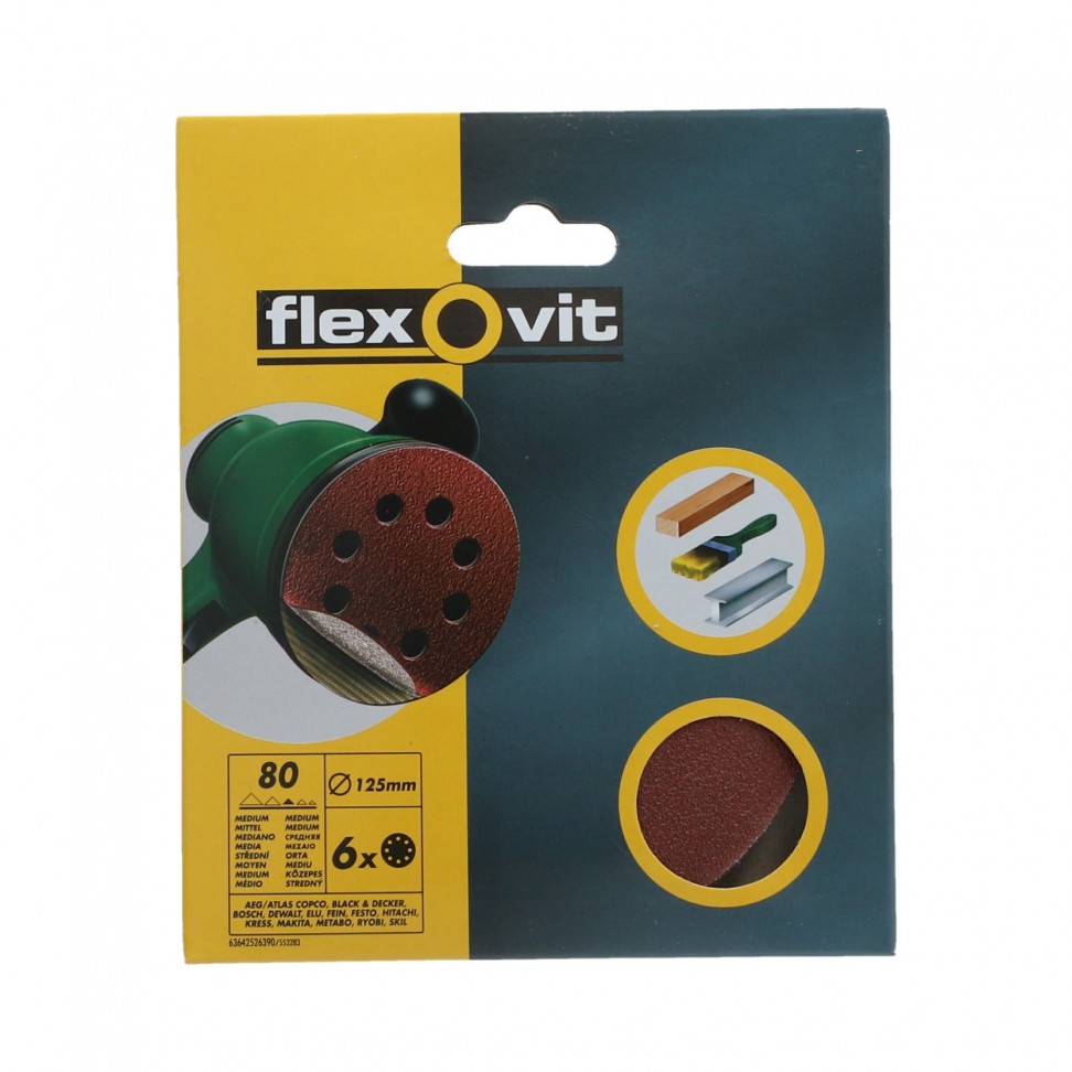 Disco Lixa Velcro Grão 80 125mm 6un Disco Lixa Velcro Grão 80 125mm 6un